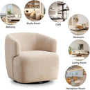 Swivel Accent Chair, Chenille Barrel Chair for Living Room, Cozy Round Boucle Arm Chair, Metal Base for Club Nursery Bedroom, Beige by CozyNest Decor