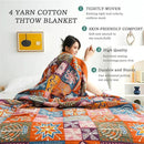 Cotton Throw Boho Blanket for Couch Bed,Cotton Quilted Boho 80''x90'' Muslin Blankets Travel Mexican Super Soft Blanket by CozyNest Decor