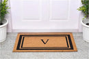 Calloway Mills 152962448 Black Border 24" x 48" Monogram Doormat (Letter V) by CozyNest Decor