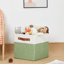 HNZIGE Fabric 11x11 Cube Storage Bins, Set of 4, Foldable Storage Cube Bin Baskets for Shelves with Handles, Bins for Cube Organizer Home Toy Nursery Closet(Green White) by TinyTreasures Baby Boutique