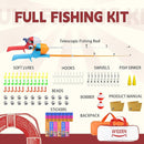 Kids Fishing Pole, Telescopic Fishing Rod, Toddler Collapsible Fishing Rod and Reel Combo with Tackle Box, Fishing Line, Bobber, and Soft Lures for Boy, Girl, Youth, Beginner, Over 4 Years Old by TinyTreasures Baby Boutique