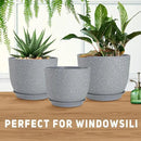 Plant Pots 10/9/8/7.5/7 inch Flower Pots with Multi Mesh Drainage Holes, Planters for Indoor Outdoor Garden Plants and Flowers. (Gray) by GreenHaven Gardens