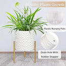 ARNIS Modern Planter Pots, Set of 2 Large Planters with Stand, Decorative Planters, Metal Pots with Drainage Holes for Living Room, Office, Garden or Balcony, 8.25 &10.5 Inch, Matte White by CozyNest Decor