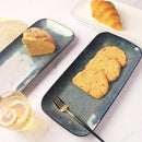 Serving Platters Set of 4, Rectangular Serving Plates, Serving Trays for Entertaining Party, Microwave,Oven,Dishwasher Safe,Kitchen Dinnerware, Blue reactive glaze 12.7 Inch by CozyNest Decor