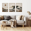 HLNIUC Sea Wave Framed Canvas Wall Art,Abstract Sun Seascape Wall Decor Set of 3(16”x24”) Large Modern Ocean Beach Art Print,Great Wave Sunset Pictures Canvas Famed Painting for Living Room,Bedroom by CozyNest Decor