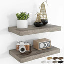 RICHFOCUS 16Inch Floating Shelves for Wall 2 Pack Shelves for Bedroom|Kitchen|Bathroom Wall Mounted Rustic Wood Floating Shelf with Invisible Brackets for Books|Storage|Decor, Grey by CozyNest Decor