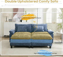 URRED Modular Sectional Sofa Comfy Cloud Couch, Modern Chenille Sofa Sleeper Deep Seat Couches with Ottoman/Pillows for Living Room (Blue, 82.6''- 2 Ottomans) by CozyNest Decor