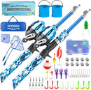Kids Fishing Pole, Portable Telescopic Kids Fishing Poles for Boys and Girls, Fishing Rod and Reel Combo Kit with Tackle Box, and Fishing Net, Best Fishing Pole for Toddler Youth by TinyTreasures Baby Boutique