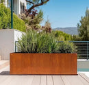 DIY CARTEL Corten Steel Rectangular Outdoor Planter Box, Rustic & Modern Farmhouse Design, Large Raised Metal Garden Bed for Commercial & Residential Use (48in x 10in x 16in) by GreenHaven Gardens