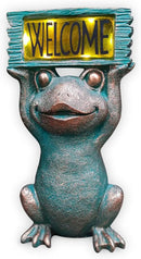 Frog Solar Welcome Garden Statues Outdoor Décor- Frog Figurines Solar LED Light Lawn Ornaments - Yard Decorations for Patio, Balcony, Backyard -Unique House Warming Gifts for Mom by CozyNest Decor