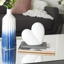 Deco 79 Porcelain Ceramic Heart Decorative Sculpture Dimensional Angled Origami Inspired Home Decor Statue, Accent Figurine 8" x 3" x 8", White by CozyNest Decor