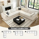 118" Cloud Couch Oversized Modular Sectional Sofa for Living Room,Modern Sofa with Deep Seat，V Shaped Boneless Couch,Comfy Upholstered Corduroy Couches for Apartment, Studio, Office,Bedroom，White by CozyNest Decor