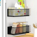 Magnetic Basket Fridge Organizer Wire Bins Pencil Holder Whiteboard Accessories Home Kitchen Organization (White-Low) by CozyNest Decor