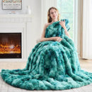 Lotus Karen Faux Fur Throw Blanket Tie-Dye Green-Big Bubble Rabbit Fluff Blanket for Couch,Small Fluffy Fuzzy Cozy Blanket,Thick Furry Plush Shaggy Blankets,50x60 Inches by CozyNest Decor
