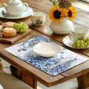 Blue and White Christmas Tree Placemats Set of 4, 12x18 Inch Chinoiserie Xmas Place Mats Winter Holiday Washable Linen Table Mats for Party Kitchen Dining Outdoor Indoor Decor by CozyNest Decor