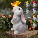 Garden Statue Outdoor Decor-Rabbit with Solar Butterfly Changing Lights Garden Statues,Bunny Statue for Patio,Balcony,Yard,Lawn Ornament,Gardening Gifts for Mom Grandma by CozyNest Decor