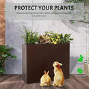 Metal Rectangular Planter, 35.5"x 10"x 28" Brown Planter Box for Outdoor, Easy Installation Galvanized Steel Planter with Drainage Holes, Outdoor Planter for Porch/Patio/Garden by GreenHaven Gardens