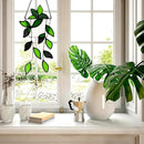 Stained Glass Window Hanging Green Plant Window Suncatcher Handcrafted Green Faux Plant Window Wall Glass Panel Decor for Plant Lovers,Unique Home Indoor&Outdoor Decor by GreenHaven Gardens