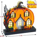 Lulu Home Halloween Tabletop Decoration, Wooden Lighted Pumpkin House Decoration Ornaments, Battery Operated Halloween Sign Indoor Fireplace Desk Kitchen Table Ornament, 9 x 9 x 2.1 INCH by CozyNest Decor