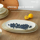 famiware Serving Platter, Oval 15.59/14.3/12.9inch Serving Dishes for Entertaining, Serving Bowls, Microwave Safe, Stoneware Serving Trays for Party, Food, Turkey, Cheese, Ocean Series, Vanilla White by CozyNest Decor