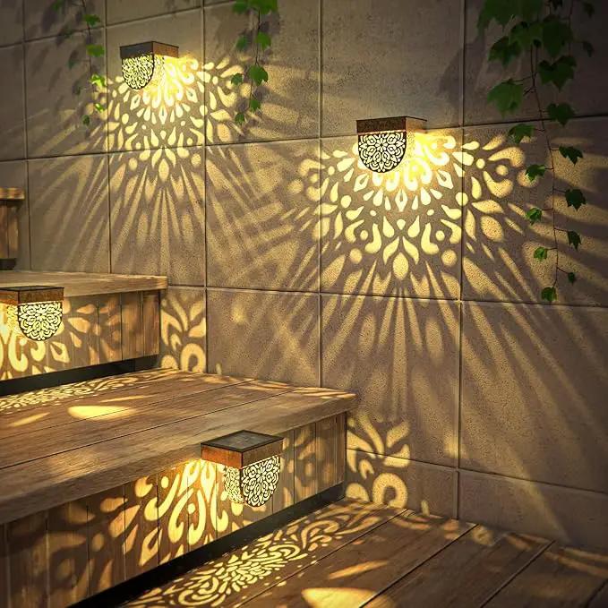 Solar Fence Lights 6 Pack Solar Deck Lights Outdoor Waterproof LED Solar Powered Step Lights Wall Lights Outdoor Decorations Warm Yellow Light Decorative Lighting for, Front Door, Backyard (Gold), photo 7 of 9