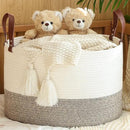KAKAMAY Large Blanket Basket (20"x13"),Woven Baskets for storage Baby Laundry Hamper,Cotton Rope Blanket Basket for Living Room, Laundry, Nursery, Pillows, Baby Toy chest (White/Beige) by GreenHaven Gardens