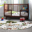 Personalized Baby Crib Bedding Set for Baby Boys Girls, Mushroom Design Custom Name Baby Crib Sets 5-Pcs, Toddler Double Layer Blanket Fitted Sheets Changing Pad Cover Rug Wall Art Set by TinyTreasures Baby Boutique