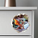 Baby Dragon 3D Wall Decal – Cute Fantasy Sticker with Torn Wall Effect – 4.7W x 4.5H inches by TinyTreasures Baby Boutique