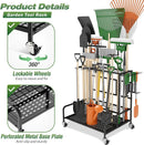 Garden Tool Organizer Rack with Wheels Up to 39 Tools, Heavy-Duty Steel Yard Tool Organizer for Garage Storage with 12 Hooks, Broom Holder & Garden Tool Rack for Shed, Patio, Outdoor Use, Black by GreenHaven Gardens