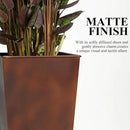 WORTH Garden 12" Dia x 25" H Large Metal Planter Set of 2, Matte Bronze Retro Finish Tall Square Tapered Steel Plant Pots, Decor Flower Pot Indoor & Outdoor, Drainage Hole & Dual-Purpose Plant Saucer by CozyNest Decor