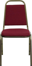EMMA + OLIVER Trapezoidal Back Fabric Upholstered Stackable Banquet Chair, Multipurpose Stacking Chair with Padded Seat and Back, Burgundy/Gold by GreenHaven Gardens