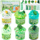 6 Packs Gradient Green Slime Kit - Cloud Butter Clear Slime, Crunchy Slimes for Kids with Various Slime Add-ins, Non Sticky Slimes Party Favors for Girls and Boys by TinyTreasures Baby Boutique