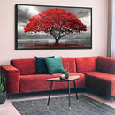 AJAZIKO Red Wall Art - Modern Framed Wall Art for Living Room - Red Tree Black and White Landscape Canvas Prints Posters & Prints for Home Office Bedroom Decorations - Large Wall Pictures 24×48IN by CozyNest Decor