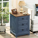 18" Farmhouse Night Stand with 3 Drawers, Wood End Table Dresser for Bedroom, Navy Blue Nightstand, Bed Side Table with Metal Handle, Bedside Cabinet for Bedroom Living Room, Closet by CozyNest Decor