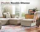 102.6" Luxury Modular Sleeper Sofa Bed 6 Seat Reversible Sectional Couch Deep Seat with Storage Chaises Removable Cover for Living Room, Apartment - Chenille Beige by CozyNest Decor
