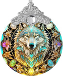 Stained Glass Suncatcher Hanging Ornament, Wolf Decor for Home, Christmas Ornament by GreenHaven Gardens