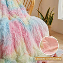 XeGe Luxury Faux Fur Blanket, Rainbow Soft Big Fluffy Throw, Shaggy Plush Decorative Couch Throw, Cute Furry Fuzzy Blanket for Bed Bedroom Living Room Rainbow, 60x90 by CozyNest Decor