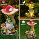 Upgraded Size Solar Garden Outdoor Statues Gnome Reading Under Mushroom with 5 LED Solar Figurine for Lawn,Patio,Balcony,Yard Decor Unique Housewarming Gift for Grandfather, Father,Grandma,Wen by CozyNest Decor