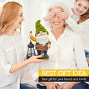 Garden Gnomes Outdoor - Flocked Gnome Statue Holding Lantern with Solar LED Lights | Gnomes Garden Decorations for Patio, Yard, Lawn Ornaments - Gnome Gifts by CozyNest Decor