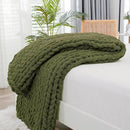 Bigacogo Chunky Knit Throw Blanket for Couch, 40x60 inches, 100% Hand Knitted with Thick Jumbo Chenille Yarn, Cozy Soft Large Rope Knot Cable Crochet Blankets for Sofa Bed Living Room, Yellow Green by CozyNest Decor