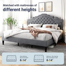Allewie King Size Bed Frame with Adjustable Velvet Tiara Headboard, Upholstered Diamond Button Tufted Platform Bed, Wood Slats Support, No Box Spring Needed, Light Grey by CozyNest Decor