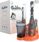 Brusheez Kids’ Electric Toothbrush Set - Safe & Effective for Ages 3+ - Parent Tested & Approved with Gentle Bristles, 2 Brush Heads, Rinse Cup, 2-Minute Timer, & Storage Base (Shadow The Shark) by TinyTreasures Baby Boutique