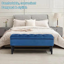 Ottoman with Storage Velvet Storage Bench Holds Up to 500 lbs Ottomans Upholstered Bench with Seating for Bedroom, Living Room, Blue by CozyNest Decor
