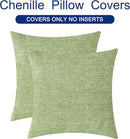 CaliTime Throw Pillow Covers Decorative 18 X 18 Inches Pack of 2 Cozy Chenille Cushion Cases for Couch Sofa Bed Living Room Home Sage Green by CozyNest Decor