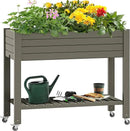 YITAHOME 3.6x1.5x2.8 FT Elevated Garden Bed Kit with Legs and Wheels, Outdoor Large Resin Planter Box Stand with Drain Plug and Storage Shelf for Plants Vegetables Fruits, Light Brown by GreenHaven Gardens
