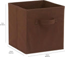 Amazon Basics Cube Organizer Storage Bins Handles, Collapsible Fabric, Pack of 6, 10.5"x10.5"x11", Brown by CozyNest Decor
