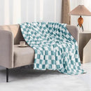 LOMAO Throw Blankets Flannel Blanket with Checkerboard Grid Pattern Soft Throw Blanket for Couch, Bed, Sofa Luxurious Warm and Cozy for All Seasons (Light Blue, 60"x80") by CozyNest Decor
