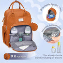 RUVALINO Diaper Bag Backpack-Multifunction Baby Travel Bag with Changing Pad, Insulated Bottle Holders & Pacifier Case, Large Capacity, Waterproof, Maple Orange by TinyTreasures Baby Boutique