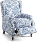 UIXE Floral Pushback Recliner Chair, Fabric Upholstered Armchair Push Back Accent Chair for Living Room, Rivet Trim Club Chair Home Theater Single Sofa Reading Seat - Navy Blue by CozyNest Decor