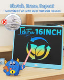 TEKFUN LCD Writing Tablet Doodle Board, 16 Inch Colorful Drawing Tablet Writing Pad, Toddler Toys for 3 4 5 6 7 8 9 Year Old Girls Boys Teen Adults, Birthday Gifts for Kids (Blue) by TinyTreasures Baby Boutique